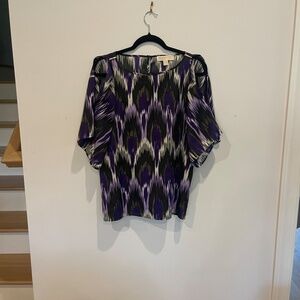 Michael Kors purple blouse geometric cold shoulder top size S